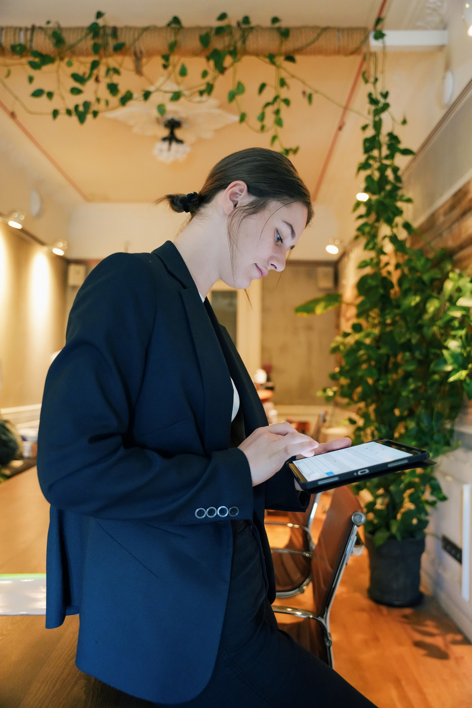 Woman Working in Eco-Friendly Office